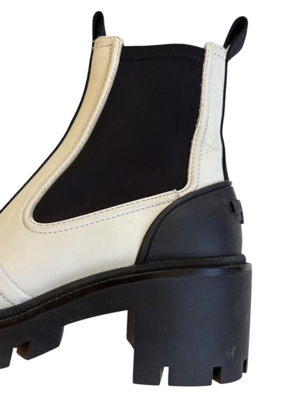 Tory Burch Leather Chelsea Lug Sole Ankle Boots Ivory Black Size 8.5 Retail $428 - Picture 10 of 11